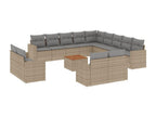14-Piece Outdoor Patio Set with Cushions Wicker - Beige