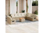 11-Piece Outdoor Patio Set with Cushions Wicker - Beige, Wicker