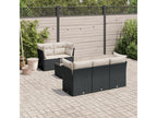 7-Piece Outdoor Patio Set with Cushions Wicker - Black