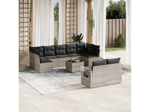 10-Piece Outdoor Patio Set with Cushions Wicker - Gray/Light Gray