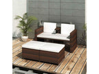 4-Piece Outdoor Patio Set with Cushions Wicker - Brown
