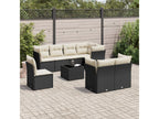 9-Piece Outdoor Patio Set with Cushions Wicker - Black