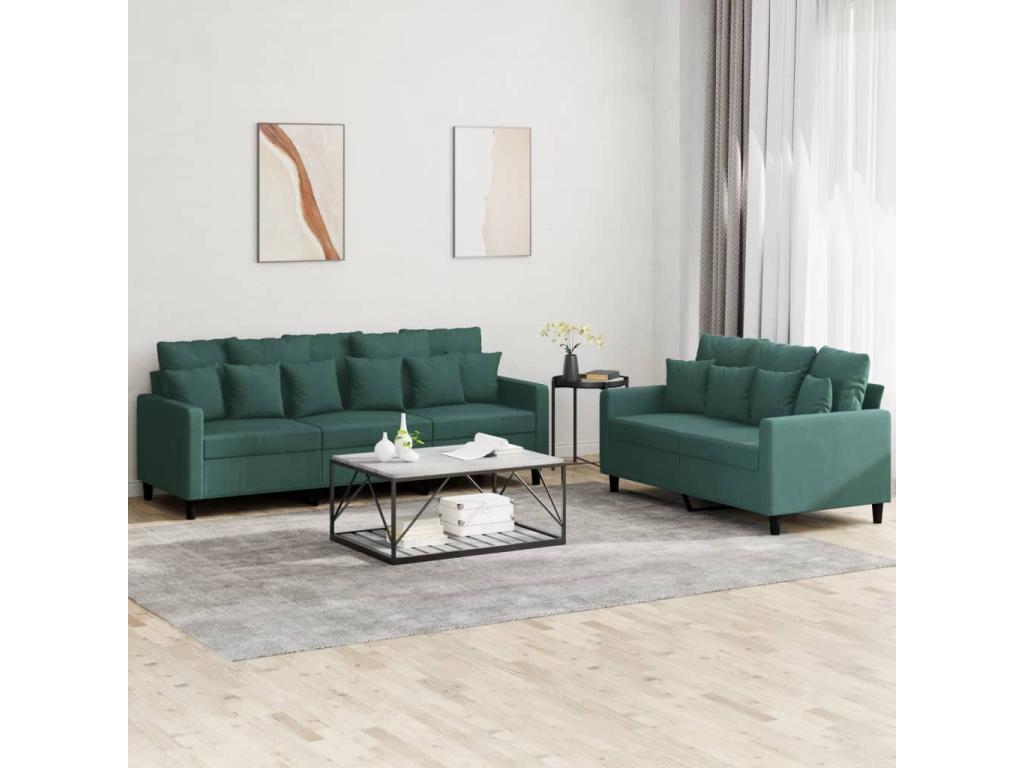 2-Piece Sofa Set with Cushions Velvet - Green