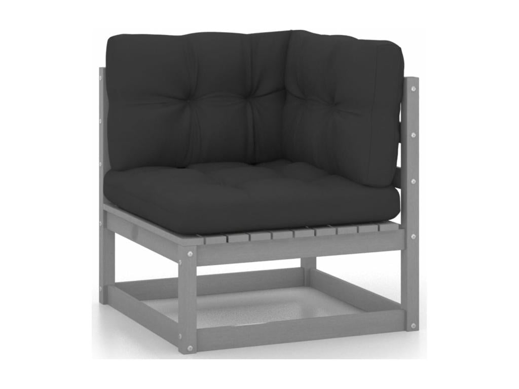 13-Piece Outdoor Patio Set with Cushions Solid Pine Wood - Gray