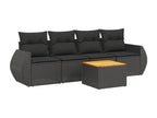 5-Piece Outdoor Patio Set with Cushions Wicker - Black, Wicker