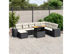 9-Piece Outdoor Patio Set with Cushions Wicker - Black, Wicker