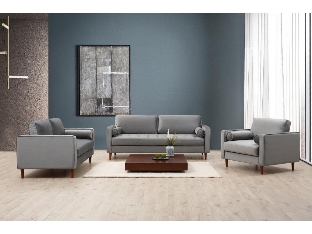 Sofa Velvet - Gray/Light Gray
