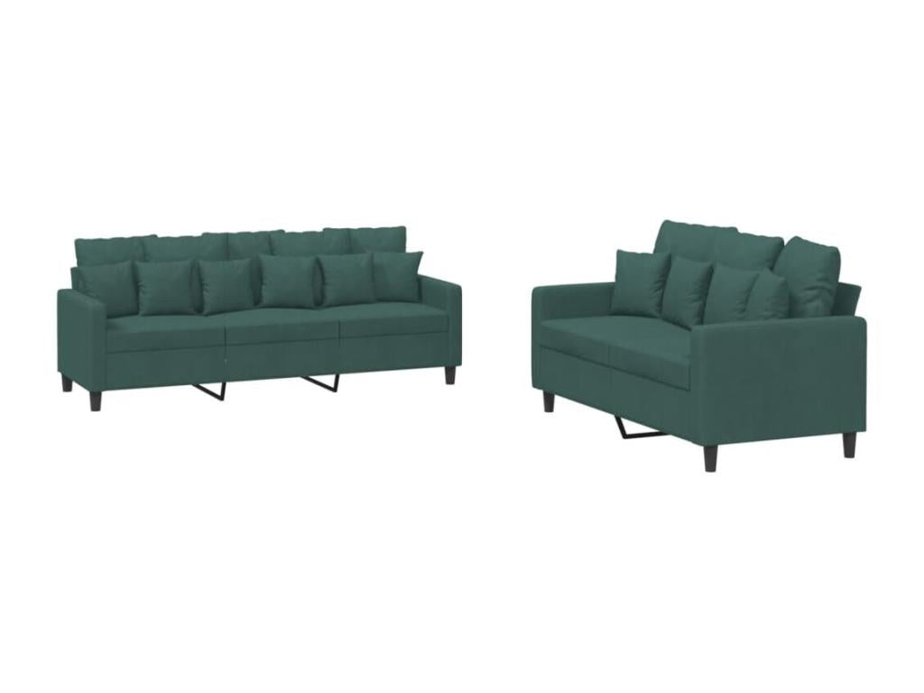 2-Piece Sofa Set with Cushions Velvet - Green