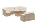 10-Piece Outdoor Patio Set with Cushions Wicker - Beige, Wicker 43C6