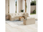 10-Piece Outdoor Patio Set with Cushions Wicker - Beige, Wicker 43C6