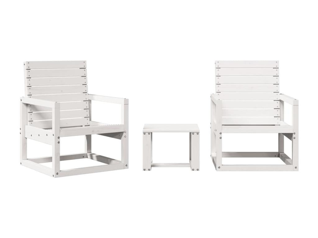 3-Piece Outdoor Patio Set Solid Wood - White