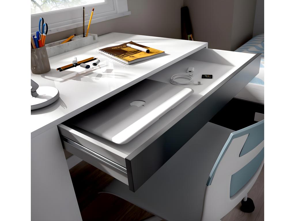 Desk with 1 Drawer - White