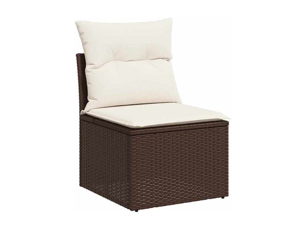 9-Piece Outdoor Patio Set with Cushions Wicker - Brown