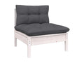 7-Piece Outdoor Patio Set with Cushions Solid Pine Wood - White