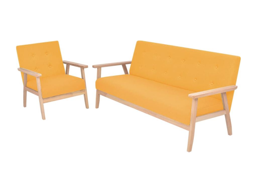 2-Piece Sofa Set Fabric - Yellow