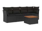 5-Piece Outdoor Patio Set with Cushions Wicker - Black, Wicker 23F8