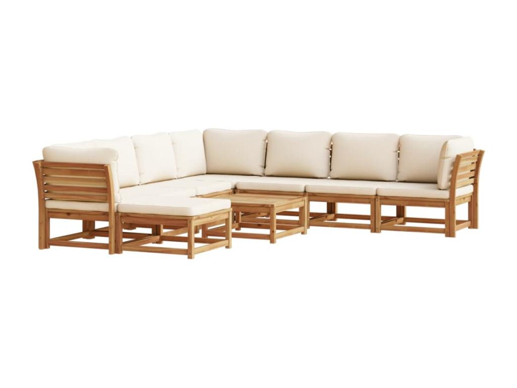 9-Piece Outdoor Patio Set with Cushions Solid Wood - Brown