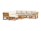 9-Piece Outdoor Patio Set with Cushions Solid Wood - Brown