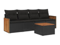 5-Piece Outdoor Patio Set with Cushions Wicker - Black