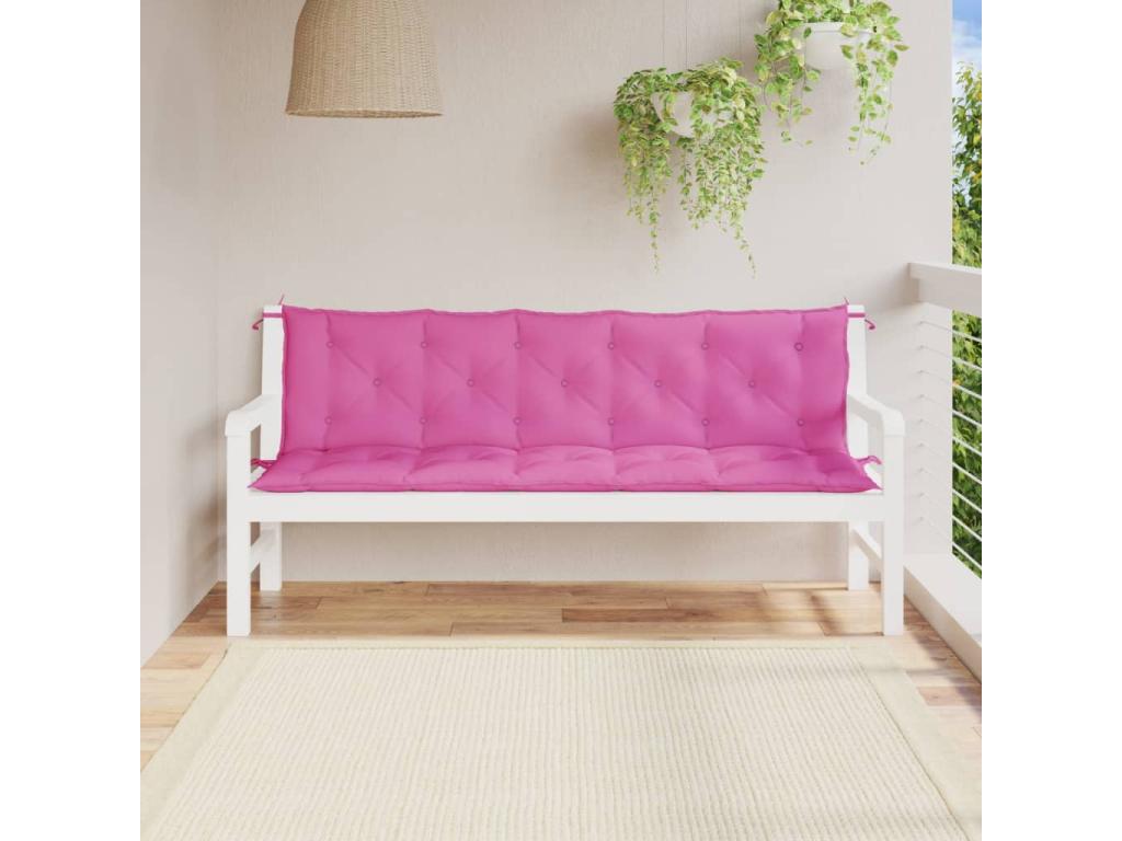 Bench with Cushions Fabric - Pink