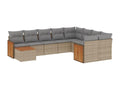 10-Piece Outdoor Patio Set with Cushions Wicker - Beige, Wicker 2763