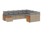 10-Piece Outdoor Patio Set with Cushions Wicker - Beige, Wicker 2763