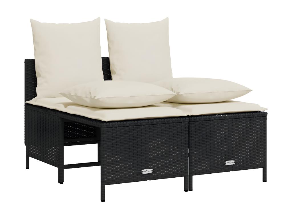 4-Piece Outdoor Patio Set with Cushions Wicker - Black