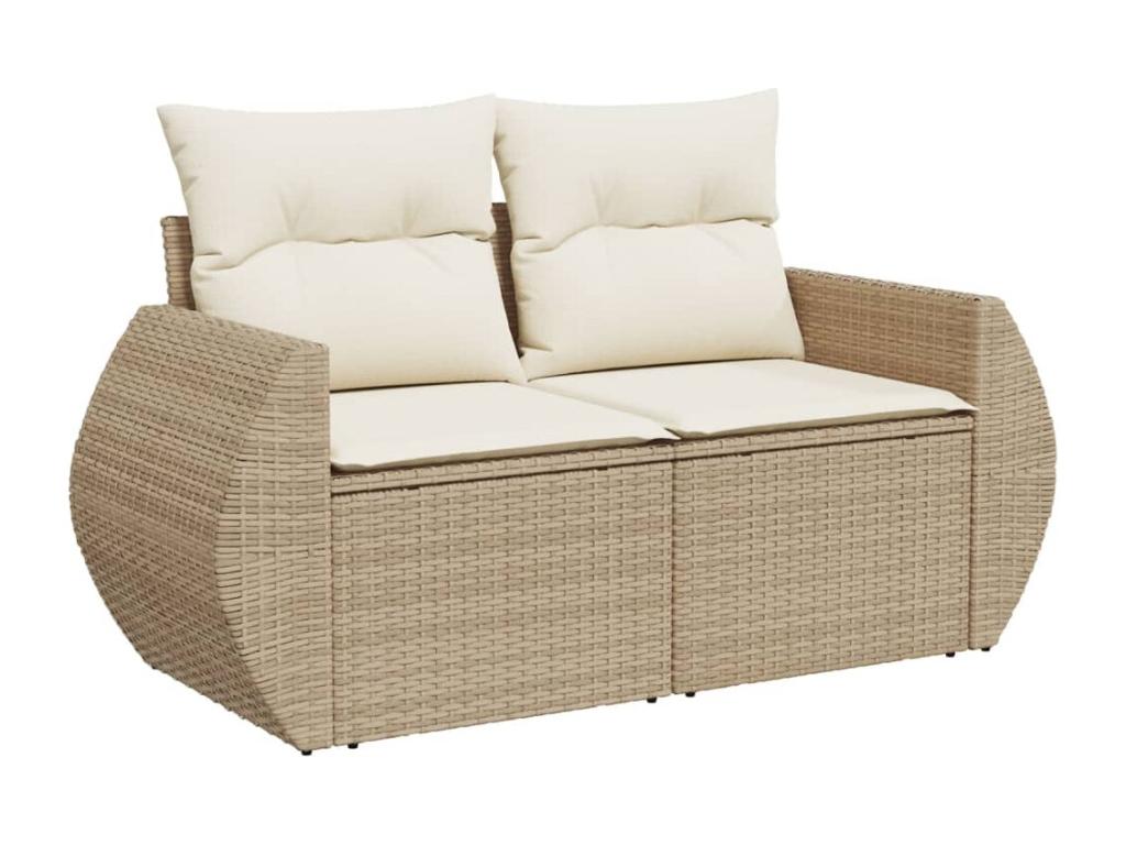 7-Piece Outdoor Patio Set with Cushions Wicker - Beige, Wicker 0575
