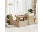 5-Piece Outdoor Patio Set with Cushions Wicker - Beige, Wicker