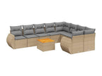 10-Piece Outdoor Patio Set with Cushions Wicker - Beige, Wicker