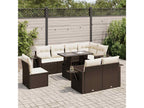 9-Piece Outdoor Patio Set with Cushions Wicker - Brown