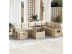 9-Piece Outdoor Patio Set with Cushions Wicker - Beige, Wicker