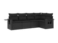 5-Piece Outdoor Patio Set with Cushions Wicker - Black, Wicker FFF6