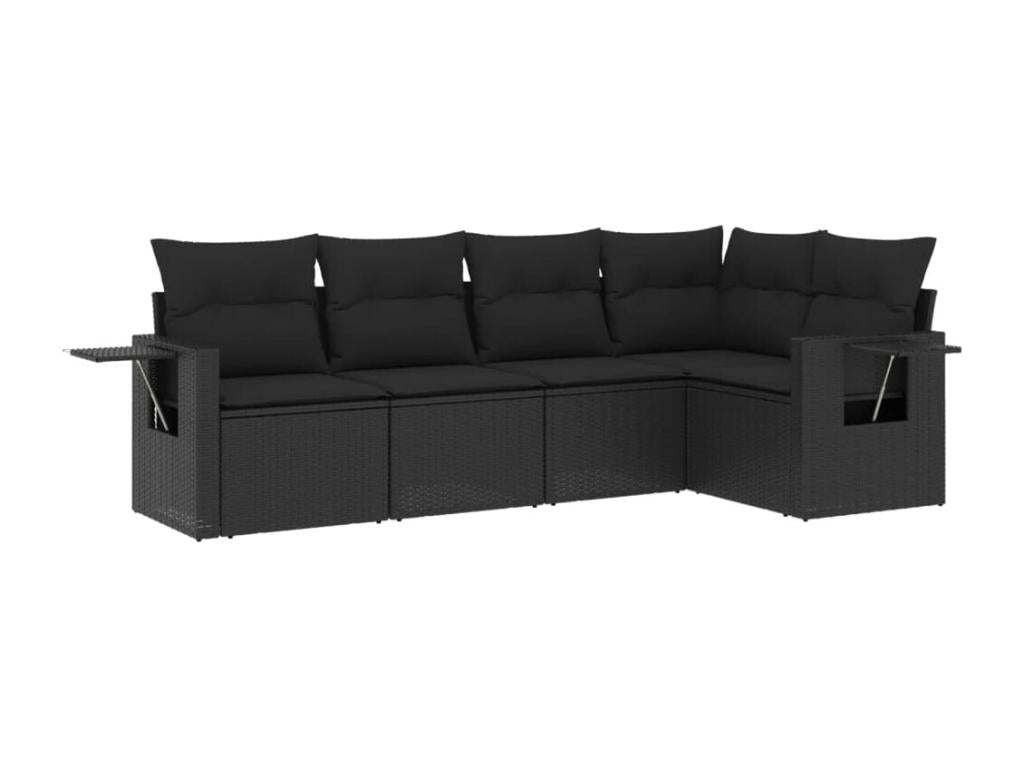 5-Piece Outdoor Patio Set with Cushions Wicker - Black, Wicker FFF6
