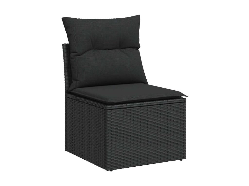 6-Piece Outdoor Patio Set with Cushions Wicker - Black