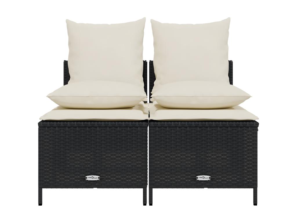 4-Piece Outdoor Patio Set with Cushions Wicker - Black