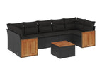 8-Piece Outdoor Patio Set with Cushions Wicker - Black, Wicker CDB4