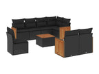9-Piece Outdoor Patio Set with Cushions Wicker - Black, Wicker 9E57