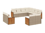 11-Piece Outdoor Patio Set with Cushions Wicker - Beige, Wicker 335E