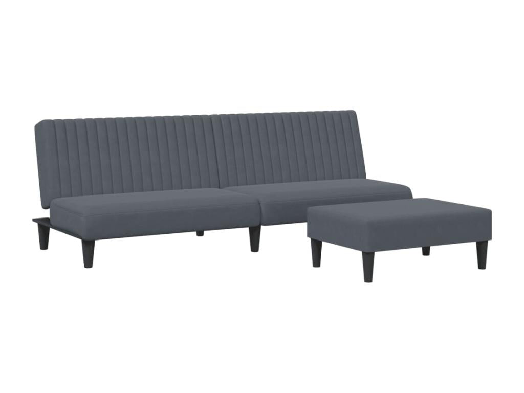 2-Piece Sofa Set Velvet - Gray/Dark Gray, Velvet
