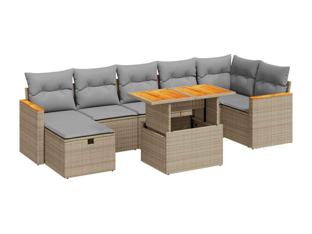 5-Piece Outdoor Patio Set with Cushions Wicker - Beige, Wicker E743