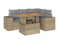 5-Piece Outdoor Patio Set with Cushions Wicker - Beige
