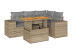 5-Piece Outdoor Patio Set with Cushions Wicker - Beige