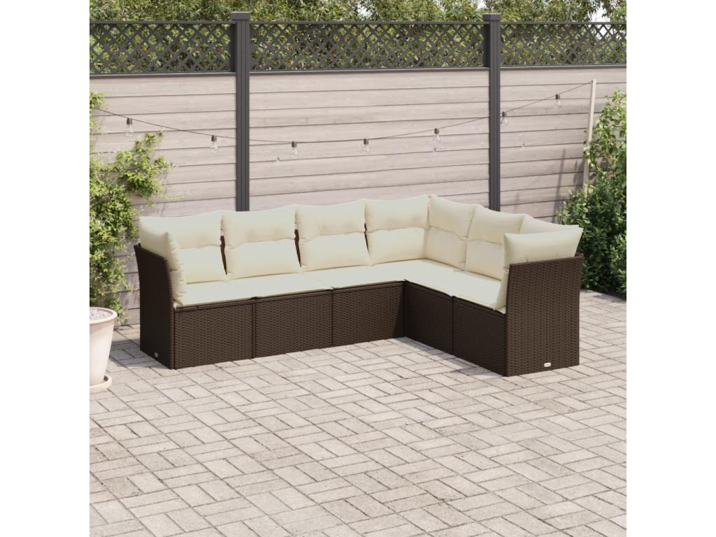 6-Piece Outdoor Patio Set with Cushions Wicker - Brown
