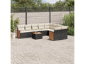 10-Piece Outdoor Patio Set with Cushions Wicker - Black, Wicker 7BF6