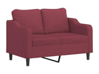 2-Piece Sofa Set with Cushions Fabric - Red, Fabric