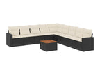 10-Piece Outdoor Patio Set with Cushions Wicker - Black, Wicker 74D2