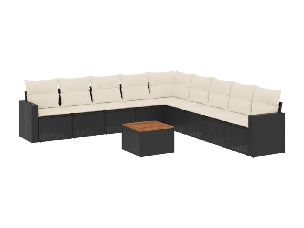 10-Piece Outdoor Patio Set with Cushions Wicker - Black, Wicker 74D2