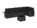 7-Piece Outdoor Patio Set with Cushions Wicker - Black, Wicker 39ED