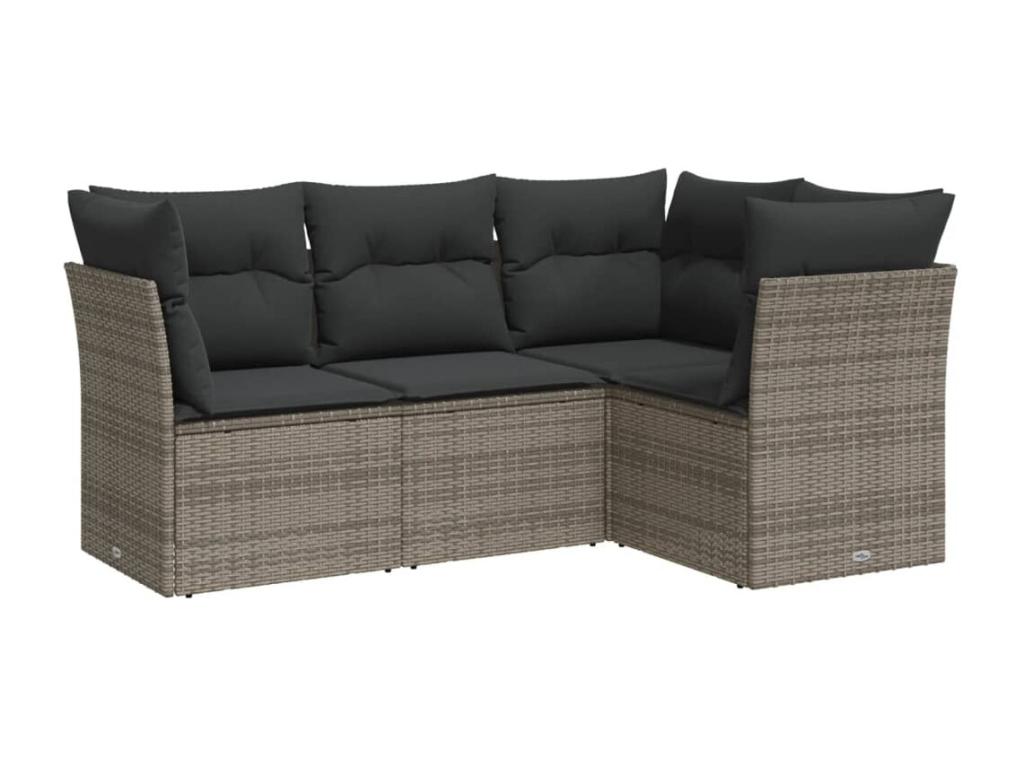 4-Piece Outdoor Patio Set with Cushions Wicker - Gray
